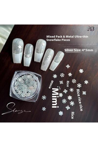 Choice ملصقات تزيين الأظافر الشتوية على شكل رقاقات ثلجية لامعة، مقاس A3