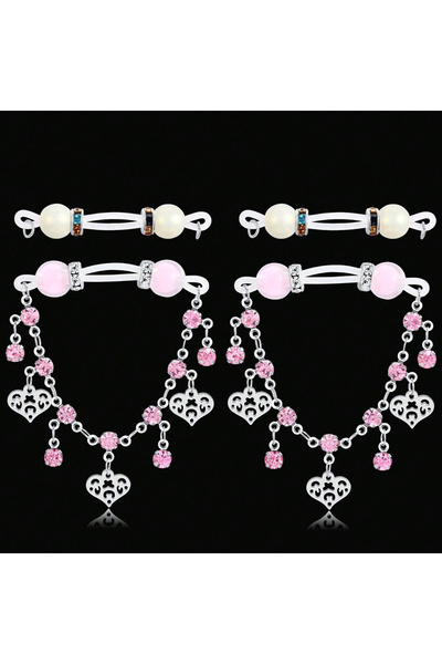 Choice 7 حلقات حلمات سطحية وجلدية، زوجان من حلقات الحلمات المزيفة - قابلة للت...