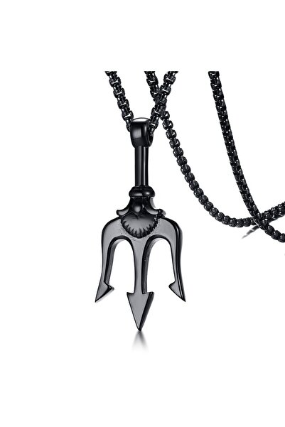 Choice قلادة فينكس الرجالية بتصميم بانك ترايدنت، لون أسود وذهبي، مصنوعة من ال...