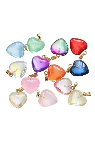 Choice مجموعة عشوائية مختلطة من 10 قطع من خرزات الكريستال والزجاج على شكل قلب...