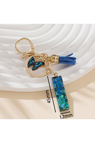 Choice سلسلة مفاتيح حرف أبجدي من سبيكة معدنية، لون أزرق ملكي، مزينة بفراشة وش...