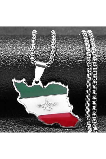 Choice A 60cm BOX SR Map Flag Pendant Necklace for Women Men Stainless Steel ...
