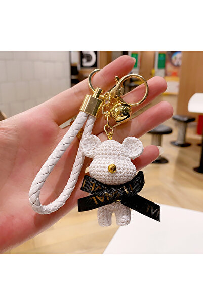 Choice 6 cm White Creative Bear Keychain Cute Bear Keychain Jewelry Resin Tri...