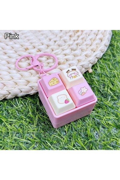 Choice Pink New Cartoon Fidget Keychain Keys Button Keycap Keyboard Caps DIY ...