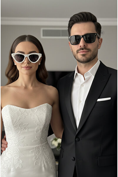 Happyline 2 Adet Party Gözlük Parti Gözlüğü Cat Eye İncili Bride Gözlük Çift ...