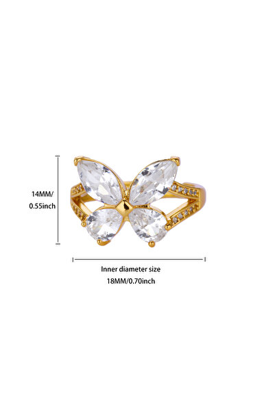 Choice خاتم قابل للتعديل JZ8857G من الزركون على شكل فراشة وقلب للنساء والفتيا...