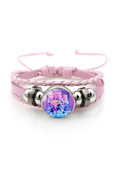 Miniso Pink-02 KPop Demon Hunter Bracelet Cartoon Anime Cosplay Bracelet Wove...