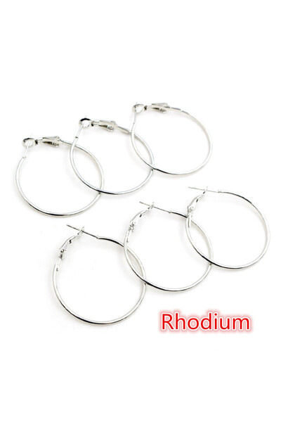 Choice أقراط دائرية كبيرة مطلية بالروديوم، 15 مم، 20 قطعة/مجموعة، متوفرة بأحج...