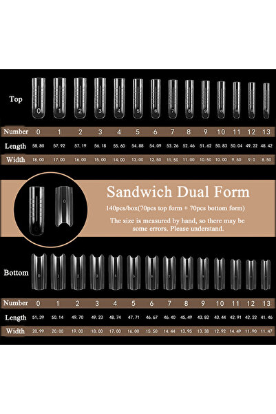 Choice علبة تحتوي على 140 قطعة من قوالب أظافر ساندويتش مزدوجة TP، 140 قطعة/28...