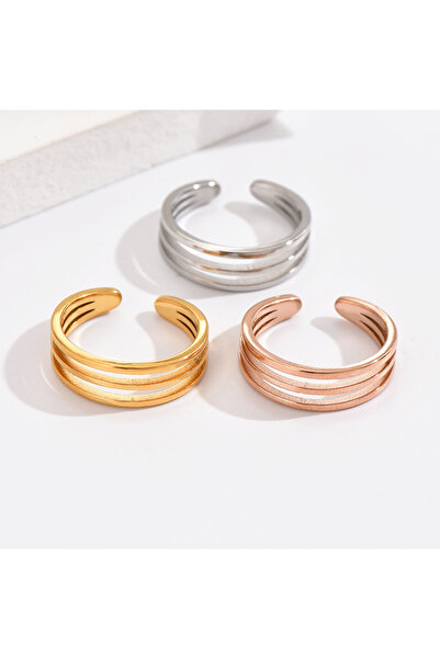 Choice Three colors 3Pcs Stainless Steel Simple Foot Ring Adjustable Opening ...