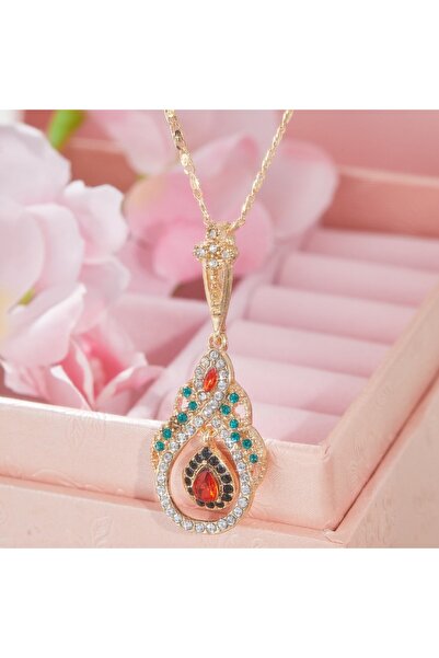 Choice YC5210-1 Fashionable Classic Colored Zircon Water Drop Pendant Necklac...