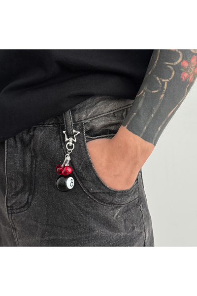 Choice I00K2BK00297 Ingemark 6 Styles Goth Black Dice Billiards Pendant Keych...