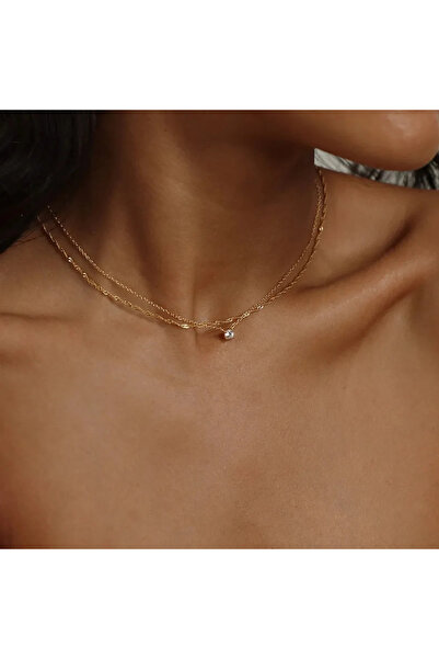 Choice Gold-color Huitan Simple Stylish Round Cubic Zircon Pendant Necklace f...