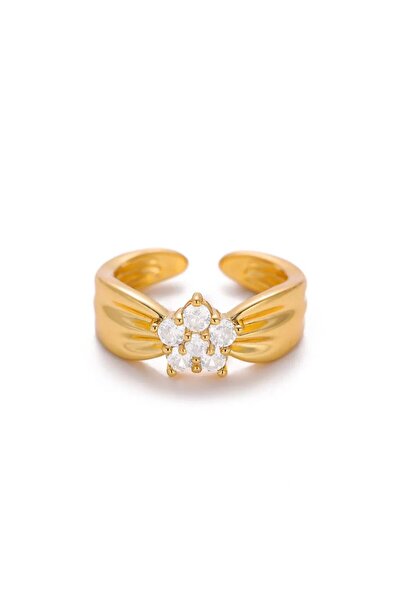 Choice resizable G Luxury Zircon Elegant Flower Rings For Women Gold Color St...