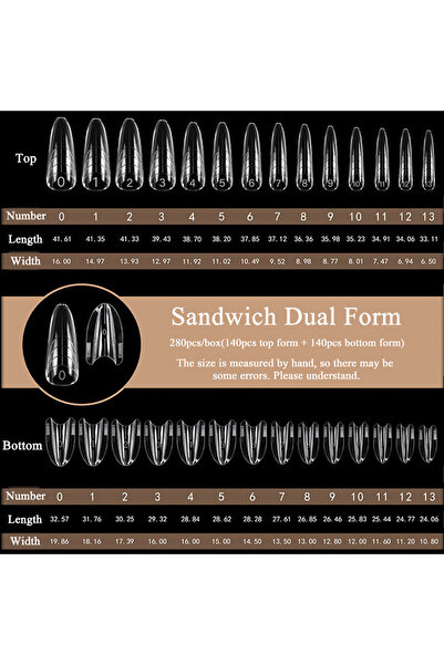 Choice علبة تحتوي على 280 قطعة من قوالب أظافر ساندويتش مزدوجة TP، 140 قطعة/28...