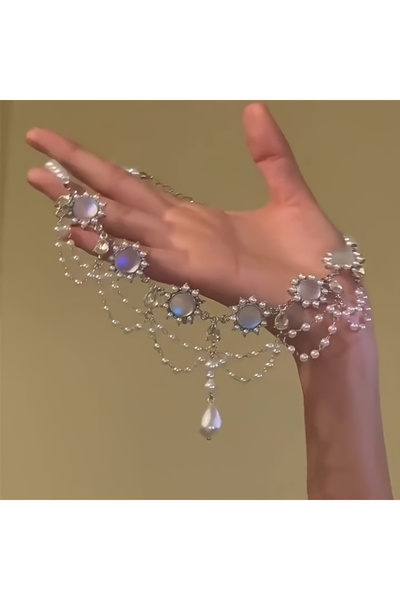 Choice YB4453-1 French Retro Imitation Moonstone Necklace, Women's Multi-laye...