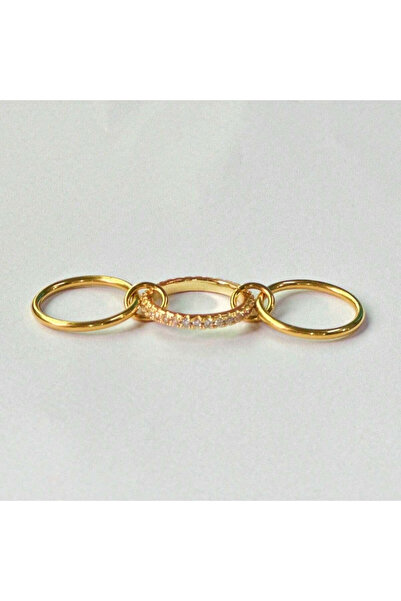 Choice خاتم نسائي متعدد الطبقات من الفولاذ المقاوم للصدأ مطلي بالذهب عيار 18 ...