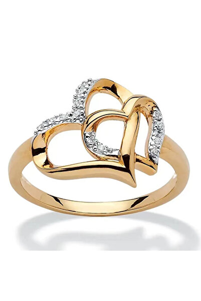 Choice 9 Golden 1 Pieces Fashionable Rhinestone Inlaid Alloy Double Heart Hol...