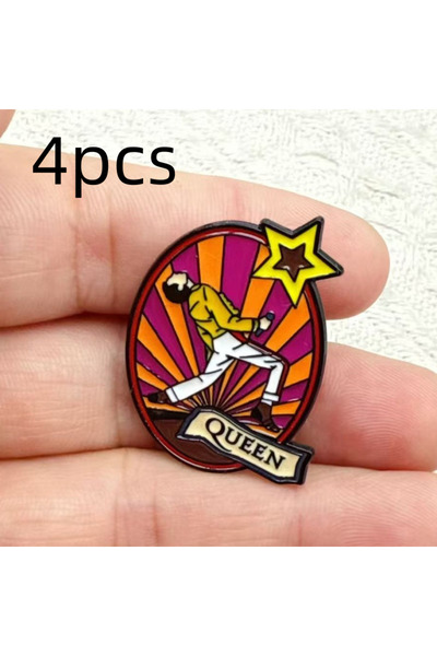 Miniso Gold-color 4pcs Classic Rock Band Logo Music Group Badge Cartoon Inter...