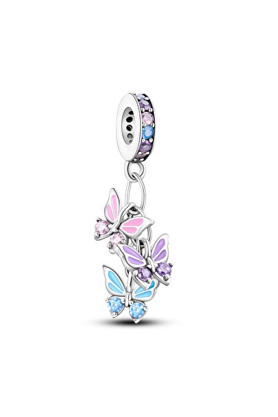 Choice KTC684 Original 925 Sterling Silver Charms Bead Pink Purple Zircon But...