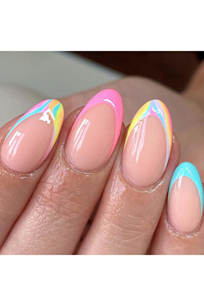 Choice10 W1117 24Pcs/Set New Oval Press on Nails Patch Wearable Nail Tips Cut...