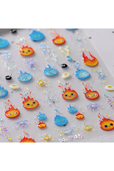 Choice M745 Funny Lovely Cute Ice and Fire Mans 5D Nail Art Sticker Cartoon C...