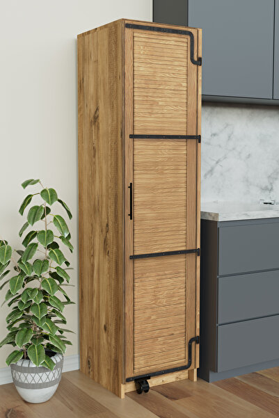 Hediyeler Kapında "Zelvin" Barn Door Tek Kapaklı Raflı Kiler Dolabı Banyo Mut...