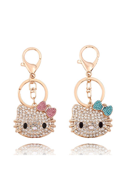 Choice10 SET1 Anime Hello Kitty Rhinestone Crystal Keychain Cute Kitty Cat Sh...
