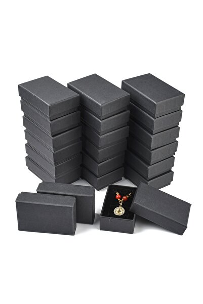 Choice علب مجوهرات من ورق كرافت أسود، 24 قطعة، علبة خواتم، مستطيلة الشكل، هدي...