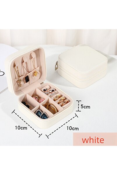 Choice علبة مجوهرات صغيرة محمولة بيضاء اللون، علبة مجوهرات سفر بسيطة من البول...