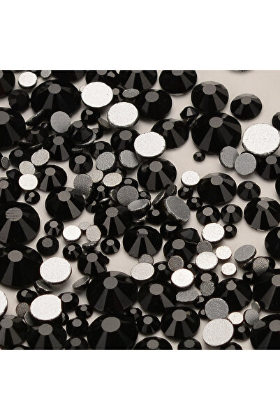 Choice أحجار الراين الزجاجية السوداء ذات القاعدة المسطحة بأحجام متنوعة، من SS...