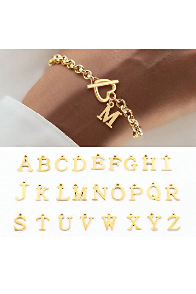 Choice أساور كلاسيكية مطلية بالذهب من الألف إلى الياء للنساء، مصنوعة من الفول...