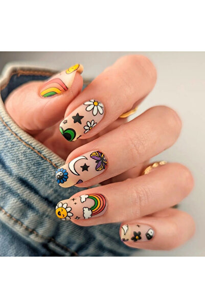 Choice32 JP2882 24Pcs/Set New Oval Press on Nails Patch Wearable Nail Tips Cu...