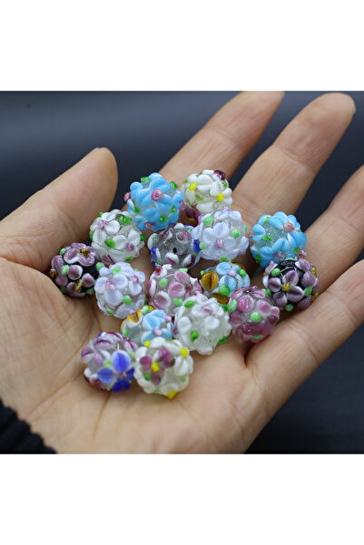 Choice 10 قطع من الخرز الزجاجي السائب، مقاس 14×14 مم، بتصميم زهور عشوائية، من...