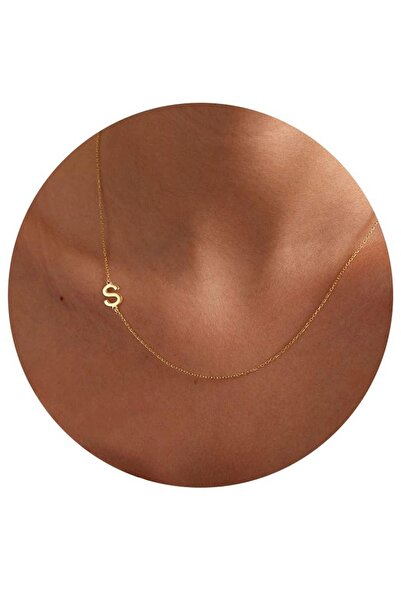 Choice قلادة حرف S إنجليزي جانبي بطول 45 سم، مصنوعة من الفولاذ المقاوم للصدأ ...