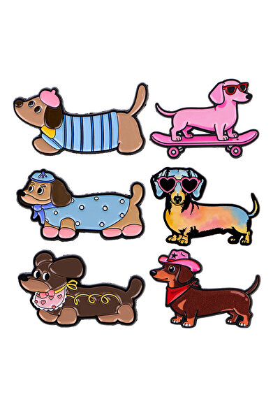 Choice 6 قطع من دبابيس بروش الكلاب الرائعة للنساء، بتصميم كلب داشهوند كرتوني،...