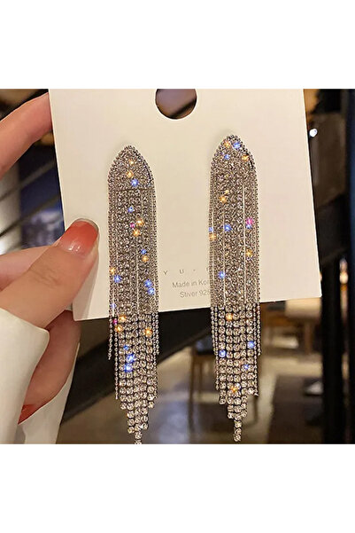 Choice AEH70362 Fashionable Women's Sparkling Rhinestone Long Tassel Earrings...
