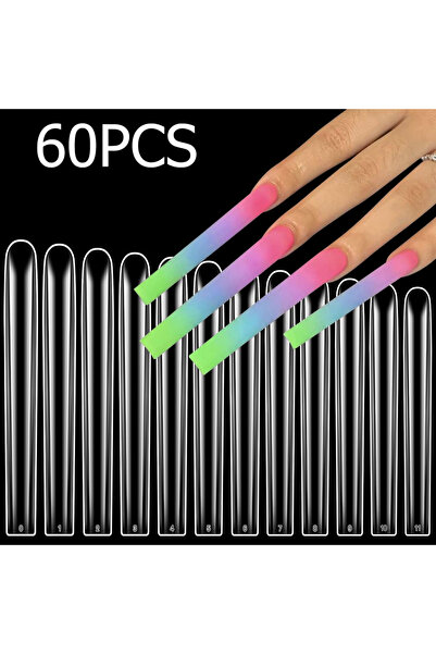 Choice أظافر صناعية طويلة ستيليتو شفافة منحوتة، 60/100/120 قطعة، لون أصفر، تغ...