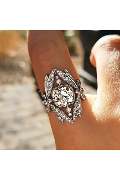 choice2 خاتم زفاف بتصميم إبداعي من هويتان، رقم 8 Q906، بتصميم مجوف مرصع بكريس...