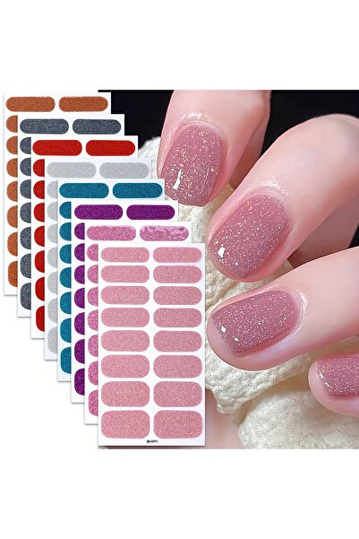 Choice ٨ قطع من ملصقات الأظافر الملونة المجانية للخبز، جل لاصق ذاتي لامع للأظ...