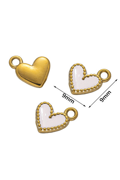 Choice خمس قطع من تعليقات القلوب الوردية المطلية بالمينا، مصنوعة من الفولاذ ا...