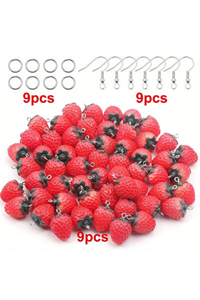 Choice مجموعة من 27 قطعة من تعليقات الفراولة المصنوعة من الراتنج الأحمر (12/2...