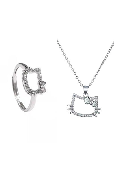 Miniso necklace-ring Cartoon Hello Kitty Pendant Necklaces Fashion Bow Cute M...