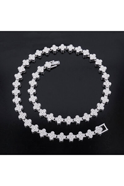 Choice Sliver Color 50cm Classic Hip Hop Four Leaf Flower Tennis Chain 20cm B...