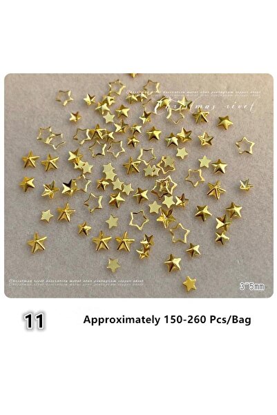 Choice N11 زينة أظافر ثلاثية الأبعاد على شكل نجمة مجوفة، مصنوعة من سبيكة معدن...