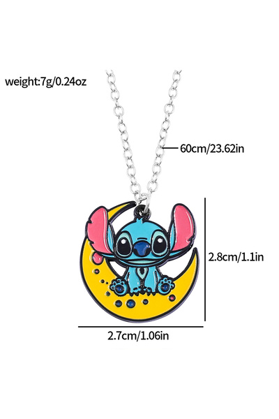 Miniso XL1600 Disney Stitch Anime Figure Necklace Cute Cartoon Moon Pendant f...