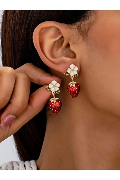 Choice أقراط فراولة صغيرة ذهبية اللون، عصرية، ساحرة، فريدة، لطيفة وجميلة للنساء