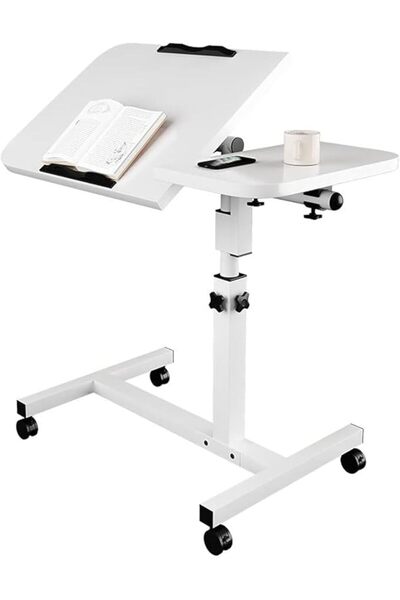 Arabest Foldable Mobile Standing Table with Wheels, Lifting Height Laptop Com...