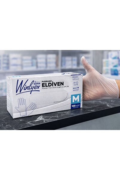 Winlyex Florex Pudrasız Eldiven M Beden 100 Adet | Şeffaf | Gıda, Temizlik ve...