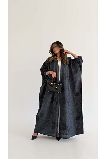 AYA MWT609 - Linen Abaya with Gray Print